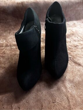Xappeal Black Suede Pointed Toe Ankle Booties